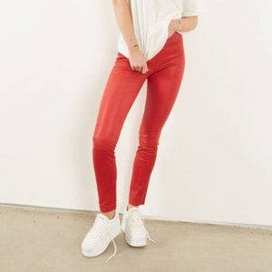 SPRWMN High-Waisted Ankle Lambskin Leggings in Red